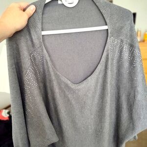 Gray V-Neck Sweater with Relaxed Fit